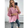 Fashionweek Talianska bavlnená blúzka s výstrihom do V K9448 Farba: Ružový, Veľkosť: Universal