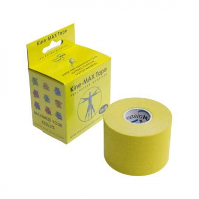 KINE-MAX Super-pro cotton kinesiology tape žltá tejpovacia páska 5 cm x 5 m 1 ks - Kine-MAX Super-Pro Cotton Kinesiology Tape tejpovacia páska žltá 5cm x 5m