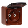 Nástenná zásuvka s jedným otvorom 2P+E, vodeodolná s dymovým krytom, IP44, SMART, hnedá