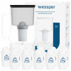 Sklenená filtračná kanvica Wessper D2 BOROSILICATE 3l čierna + 12x filter