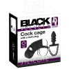 Black Velvets Cock Cage with Butt Plug