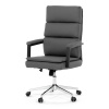 Autronic KA-D8104 GREY - Stolička kancelárska, šedá ekokoža, kríž kov chrómový, hojdací mechanizmus, čalúnené podrúčky