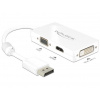 DeLOCK - Adaptér DisplayPort - DisplayPort (M) do HD-15 (VGA), HDMI, DisplayPort (F) - 16 cm - bílá 62655