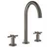 Grohe Atrio - Umývadlová batéria s výpustom a otočným výtokom, veľkosť M, 3-otvorová inštalácia, kefovaný Hard Graphite 20008AL3