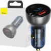Baseus nabíjačka do auta USB / USB typu C 65 W 5 A SCP Quick Charge 4.0+ Power Delivery 3.0 LCD displej + USB typu C - kábel USB typu C priehľadný (CCKX-C0A)