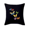 Farebné motýle - Vankúš 50x50 - 50x50 - Vrátane výplne ( Čierna )