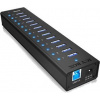Icy Box 13 Port USB 3.0 Hub with USB charge port, Black IB-AC6113