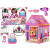 LEAN Toys Princeznovský stan pre deti kozmetický salón ružový s korunkou