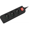 Prodlužovací kabel Lanberg PS1, 3 zásuvky, 3m vypínač, černá PS1-03E-0300-BK