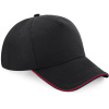 Beechfield Kšiltovka B 25C Authentic Piped Peak, 5 panelová COT53025Cy2899-black/class Černá/červená UNI