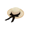 Slamený dámsky klobúk s čiernou mašľou, CZ49