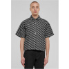 Laser Check Printed Boxy Shirt - blacklasercheck XL