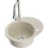 Mexen Kevin, 1-komorový granitový drez 586x458x190 mm a drezová batéria Elia, béžová, 6517-69-670101-00