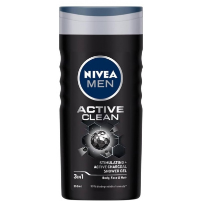 Nivea men Active clean 3 in 1 pánsky sprchový gél 250 ml
