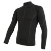 SENSOR MERINO ACTIVE pánské triko dl.rukáv stoják zip černá - XXL