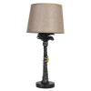 Clayre & Eef Čierna stolová lampa Palma s hnedým tienidlom - Ø 25 * 5 cm E27 / max 1 * 60W - Clayre & Eef