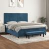 Box spring postel s matrací tmavě modrá 180x200 cm samet Modrá 3137741