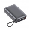 Swissten powerbanka 20000 mAh, 45W, 2xUSB-C + USB-A, integrovaný kábel, čierna