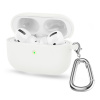 AppleMix Puzdro / obal pre Apple AirPods 3 - nálepka + karabína - silikónové - biele