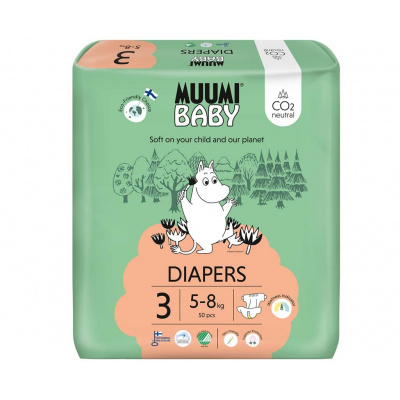 MUUMI Baby 3 Midi 5-8 kg (50 ks), eko plienky