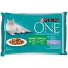 Purina One Indoor mini filetky s tuniakom a zelenými fazuľkami s teľacím a mrkvou v šťave 4 x 85 g