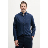 Košeľa s prímesou ľanu Tommy Hilfiger pánska, tmavomodrá farba, regular, s golierom button-down, MW0MW40702 L