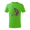 Medveď na bicykli - Tričko detské bavlnené - 134 cm/8 rokov ( Apple Green )