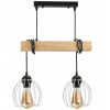 BERGE Závesné stropné svietidlo LED drevený trámový 2xE27 Drôtený guľový luster