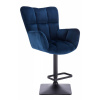 LuxuryForm DESIGN Barové kreslo AURORA VELUR na čiernej hranatej podstave - modré