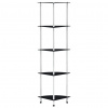vidaXL Regál s 5 policami, čierny 30x30x130 cm, tvrdené sklo - Čierna - 146445-260797