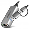 AXAGON AXAGON adaptér USB-A + USB-C na GLAN(RJ-45) / ADE-TXCA / USB 3.2 Gen1 / 15cm / kovové tělo