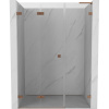 Mexen Lunar-F, L skladacie ľavé sprchové dvere 145 cm, 8mm číre sklo, medený matný profil, 836SL-145-050-65-00-L