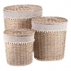 Kôš prútený - na bielizeň, oválny s vekom, cena za sadu 3 ks