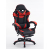 Herné kreslo COYOTE II pre hráča s podnožkou, kancelárske, čierno-červené