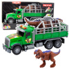 LEAN TOYS Nákladné auto na prepravu dinosaurov, figúrka dinosaura, svetlá a zvuky, zelená