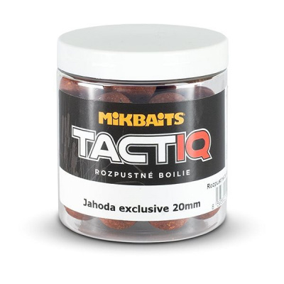 Mikbaits TactiQ rozpustné boilie Jahoda exclusive 20 mm 250 ml