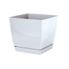 PlasticFuture Květináč Coubi Square s miskou bílý, 13,5 cm