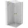 Mexen Lunar Duo, výklopný sprchový kút 75 x 75 cm, 8mm číre sklo, zlatý profil, 834-075L-075P-50-00