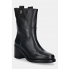 Kožené členkové topánky Tommy Hilfiger RIDING LTHR MID BOOT BLOCK HEEL čierna farba, na podpätku, FW0FW08776 EUR 40