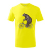 Medveď na bicykli - Tričko detské bavlnené - 104-110cm / 3-4 roky ( Citrónová )