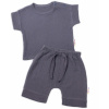 Baby Nellys 2-dielna mušelínová súpravička, tričko + kraťasky BOY, granát, veľ. 62 56 (1-2m)