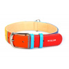 WAU DOG Plochý kožený obojok GLAMOUR Dúha 30-39 cm, 20 mm