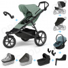 Set 10v1 Thule Urban Glide 3 Mist green s magnetickou sponou + madlo + vanička Black + pláštenky a moskytiéry Thule + Autosedačka Thule Maple Mid blue s ISOFIX základňou Thule Alfi a adaptéry
