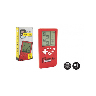 Teddies Digitálna hra Padajúce kocky hlavolam plast 14x7cm červená na batérie so zvukom v krabičke 7,5x14,5