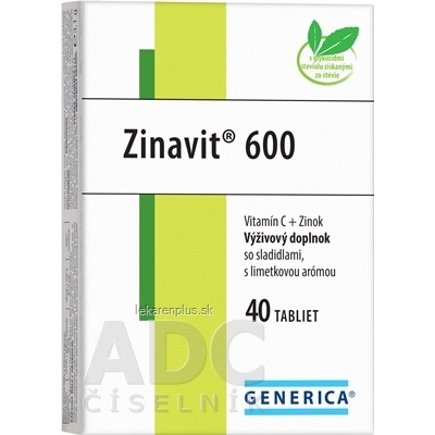 GENERICA Zinavit 600 s limetkovou arómou tbl (vitamín C + Zinok) 1x40 ks