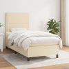 vidaXL Posteľný rám boxsping s matracom krémový 90x200 cm látka - Krémová - 116493-194465