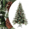 vidaXL Vianočný stromček, borovicové šišky zeleno-biely 120 cm PVC&PE - Zelená - 11567-153291