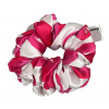 Gumička Scrunchie saténová Classic bielo-červeno-ružová
