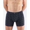GINA pánské boxerky s delší nohavičkou, delší nohavička, šité, s potiskem 74171P - černá pomnenková - 50/52