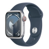 Apple Watch Series 9 Cellular 45mm Stříbrný hliník s bouřkově modrým sportovním řemínkem S/M MRMG3QC/A